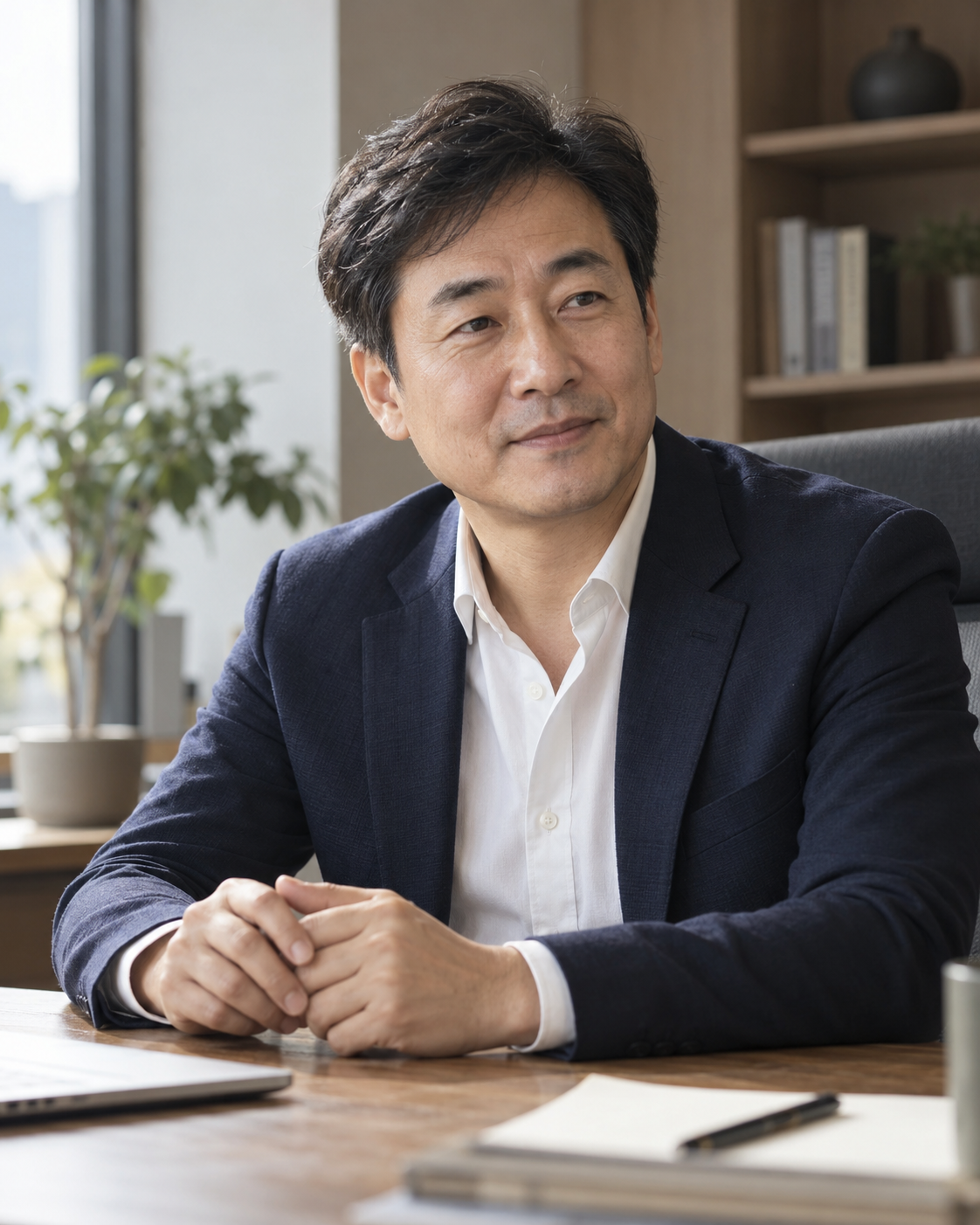 가상 대표 인물의 사무실 초상 이미지